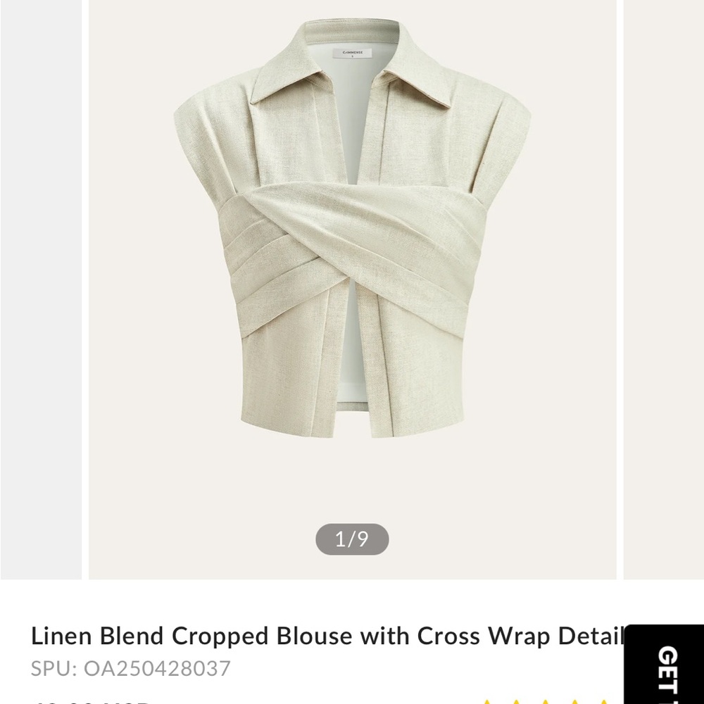 Commense Cream Cross Wrap Blouse